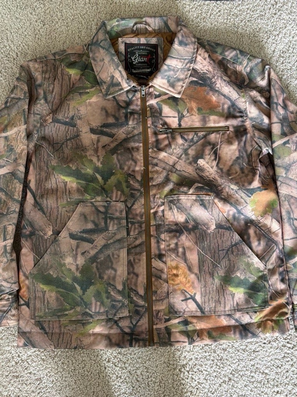 Gian Realtree-Inspired Camo Zip Bomber Jacket - Brown/Green